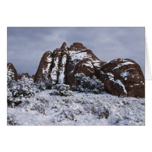 Paisaje de nieve en el Parque Nacional Arches, Uta