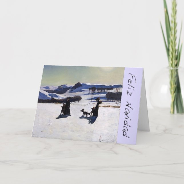 Paisaje de nieve Feliz Navidad con letras cromadas (Anverso)