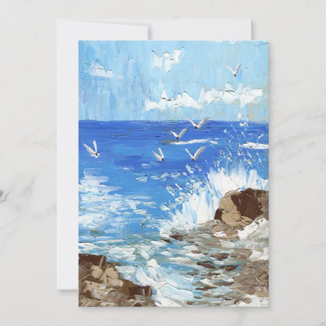 Paisaje de olas del océano en la orilla (Anverso)
