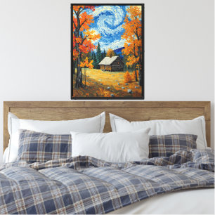 Paisaje de otoño de cabaña rústica Arte impresioni
