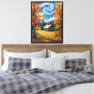 Paisaje de otoño de cabaña rústica Arte impresioni