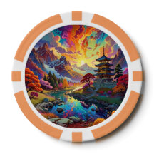 Paisaje de Pagoda y ColoresChip de póquer