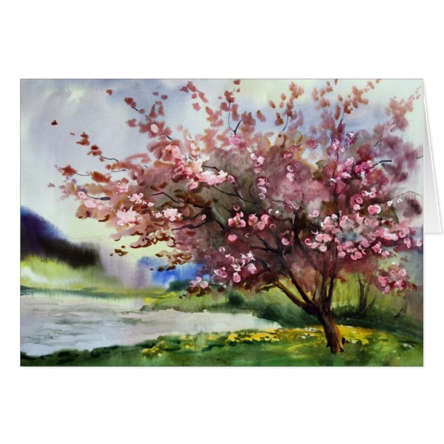 Paisaje de pintura de acuarela (Anverso (Horizontal))