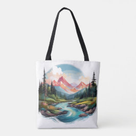 Paisaje de Serene Mountain con la Bolsa River Tote