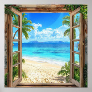 Paisaje de ventana falsa Arte mural de ventana ilu