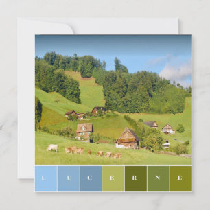 Paisaje de verano en tarjeta plana de Suiza
