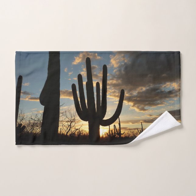 Paisaje del desierto de Saguaro Sunset II Arizona (Toalla de mano)
