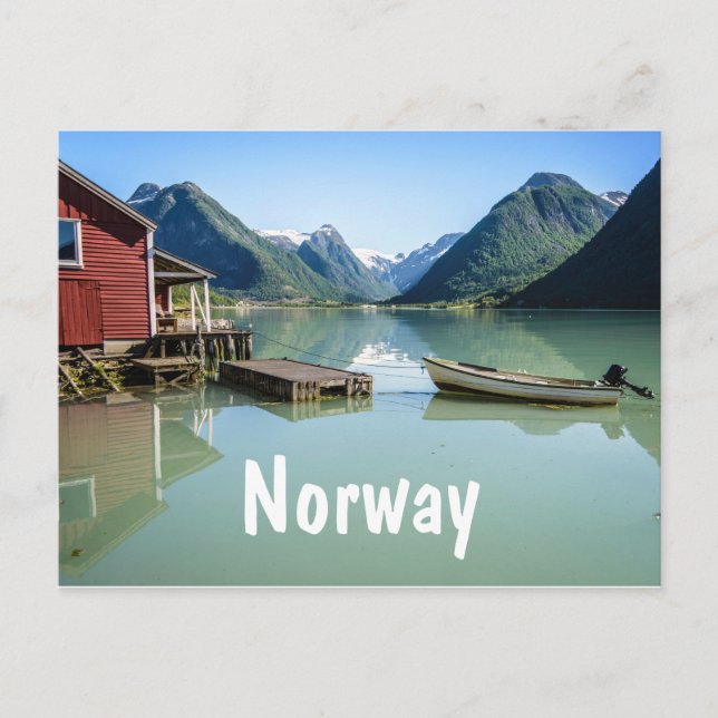 Paisaje del fiordo en Noruega postal de texto (Anverso)