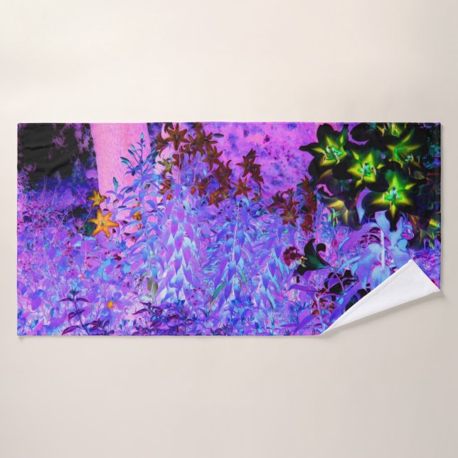 Paisaje del jardín Spooky Black and Crimson Lily (Toalla de baño)