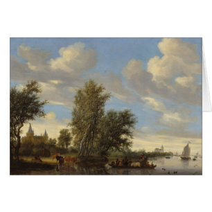 Paisaje del río con el transbordador, 1649 (aceit