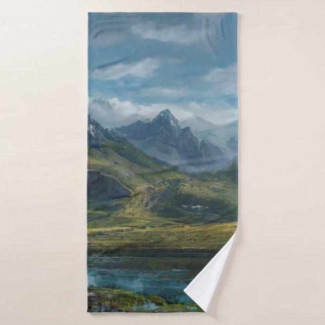 Paisaje del río de las montañas (Toalla de baño)