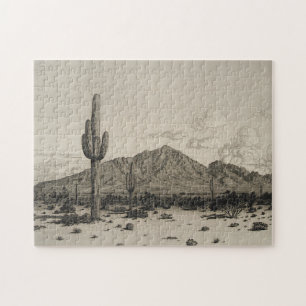Paisaje desierto con rompecabezas de la escena Cac
