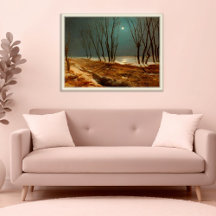 Paisaje en invierno a la luz de la luna, arte inve