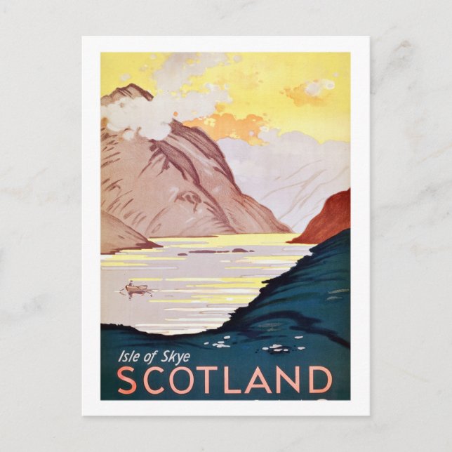 Paisaje escocés, postal de viaje vintage (Anverso)