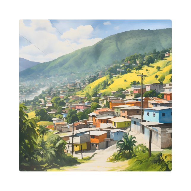 paisaje haitiano metalizado de arte mural decoraci (Anverso)