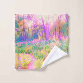 Paisaje iluminado en los jardines rosados y corale