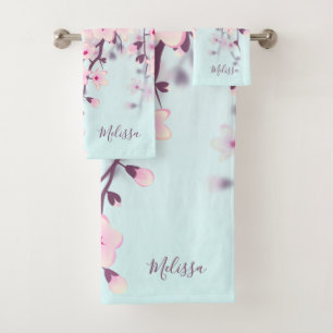 Paisaje Ilustrativo de Flor de Cerezo Rosa Azul