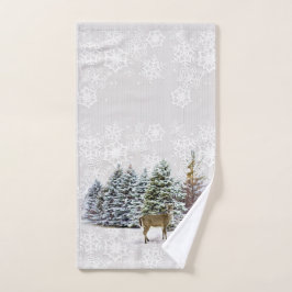 Paisaje Invernal Ciervos y Pinos Navideños