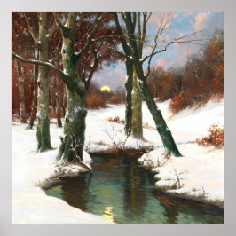 Paisaje invernal con luna creciente, Arte fino