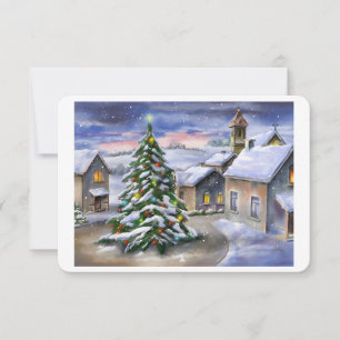 Paisaje invernal con pueblo nevado