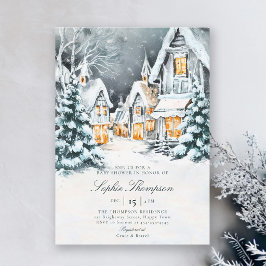 Paisaje Invernal en Acuarela Invitación para Baby