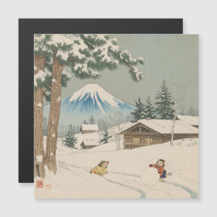 Paisaje invernal japonés - tarjeta magnética