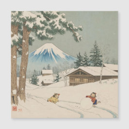 Paisaje invernal japonés - tarjeta magnética