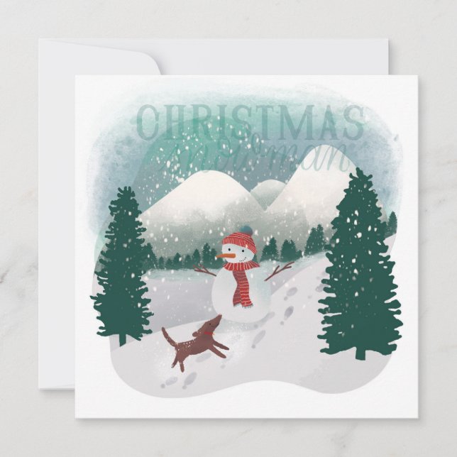 Paisaje Invernal - Muñeco de Nieve de Navidad (Anverso)