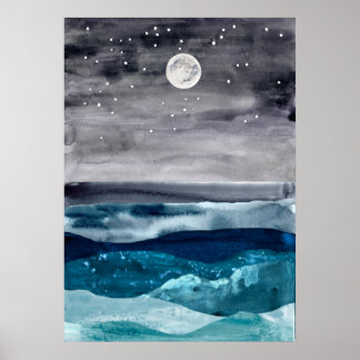 Paisaje marino abstracto de acuarela Arte moderno