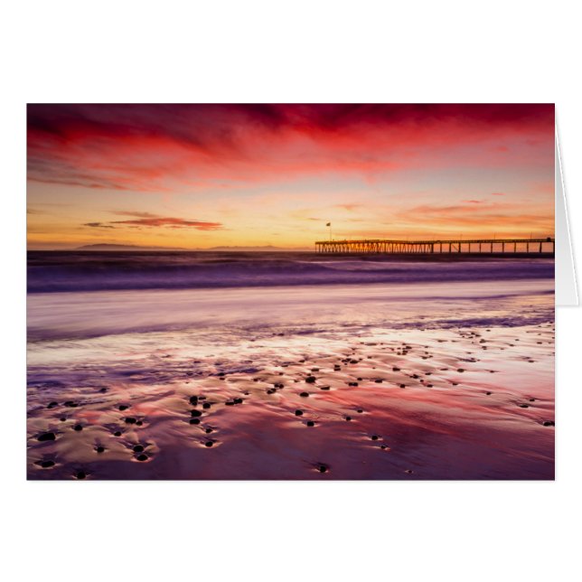 Paisaje marino y muelle al atardecer, CA (Anverso (Horizontal))