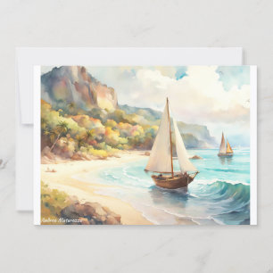 Paisaje marítimo y velero