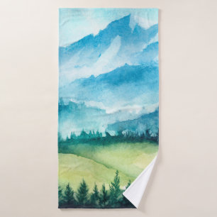 Paisaje montañoso. Ilustracion acuático.