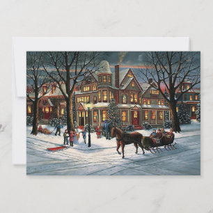 Paisaje nevado de Navidad vintage
