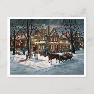 Paisaje nevado de Navidad vintage