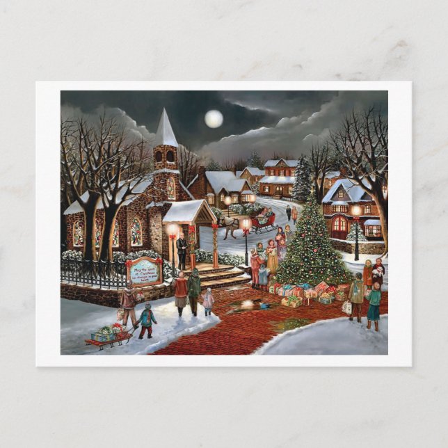 Paisaje nevado de Navidad vintage (Anverso)