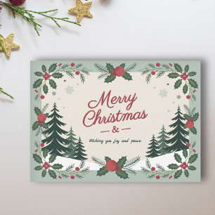 Paisaje nevado y árboles de flores - Feliz Navidad