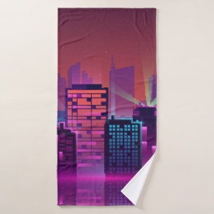 Paisaje nocturno colorido y brillante. ilustracion