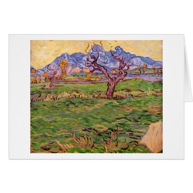 Paisaje, olivo, montañas, Vincent van Gogh (Anverso (Horizontal))