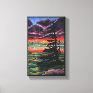 Paisaje paisajístico canadiense pinta lienzo solar