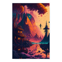Paisaje psicodélico de ensueño, ai. arte generado