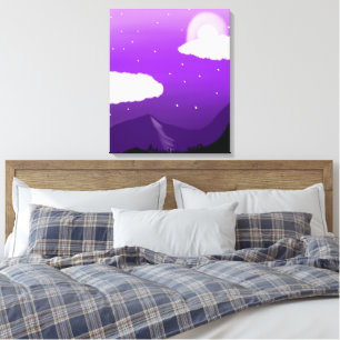 Paisaje Starry Purple Mountain - Arte de pared