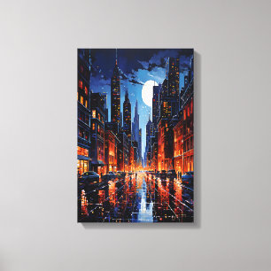 Paisaje urbano vibrante por la noche Arte urbano