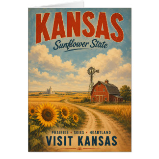 Paisaje vintage del corazón de Kansas con girasole