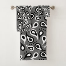 Paisley blanco y negro moderna en gris