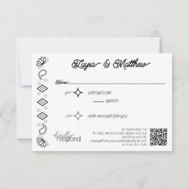 Paisley Diamond Simple Blanco Negro Código QR RSVP