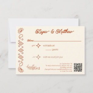 Paisley Diamond Western Rust Ivory QR Código RSVP
