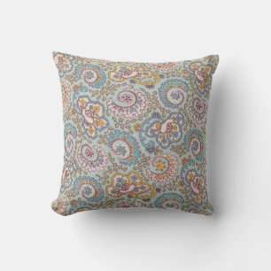 Paisley Floral sobre el Cojín decorativo azul clar