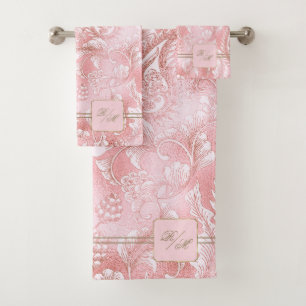 Paisley Garden Floral Monograma rosa/dorado ID750