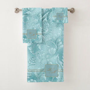 Paisley Garden FloraMonograma Cadet Blue/Gold ID75
