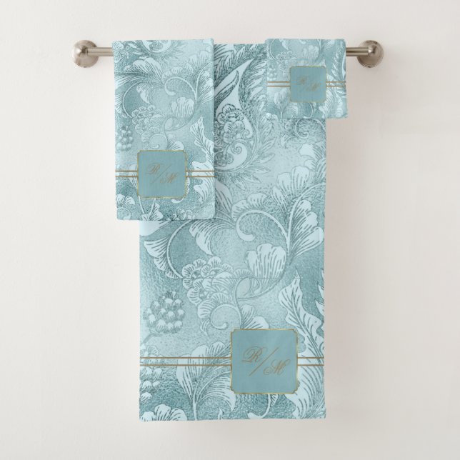 Paisley Garden FloraMonograma Cadet Blue/Gold ID75 (In situ)